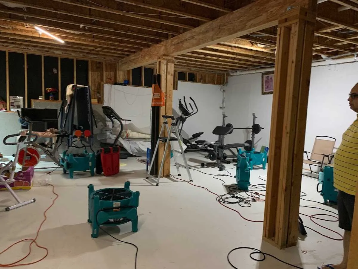 Basement drying equipment setup for Structural Drying in Wellsville
